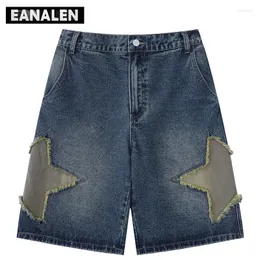 Men's Shorts Harajuku Vintage Star Pattern Denim Men's Sunshine Bermuda Casual Sports Running Basketball College Pants Street