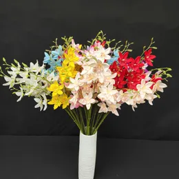 Dekorativa blommor kransar 1pc cattleya artificiell blomma bukett lång gren Fake DIY bröllopsfest dekoration blommor