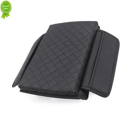 Ny bilarmstödsmatta PU-läder Universal Center Console Armstödsskydd Kudde Vågmönster Armstöd Förvaringsbox Cover Pad