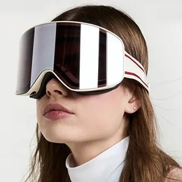Kayak Goggles Kayak Snowboard Goggles Kadın Erkek Gözlük Gözlük Maskesi UV 400 Kar Koruması Yetişkin Çift Boz Anti-Silindi 231113