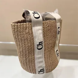 Totes bags woven handmade woody straw bags beach travel large size for lady fashion party creative material leather patch designer handbags pretty XB015 E23