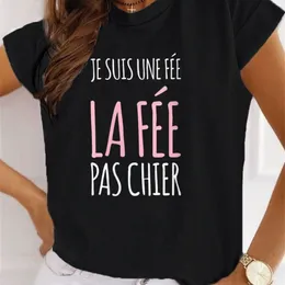 نساء Tshirt France رسالة مضحكة Manche Courte الفكاهة Je suis une Graphic Tshirt Girl Y2K Harajuku Black Pink Red Tops 230412