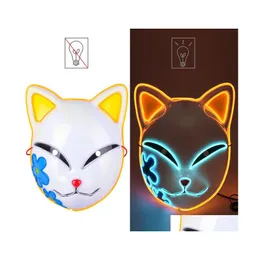 Party Masks Halloween El Color Neon Cosplay Led Glowing Cat Glow In The Dark Dj Club Props 220920 Drop Delivery Home Garden Festive S Otpxz