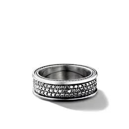 DY RING Jewelry clássico designer de luxo acessórios superiores dy item único mais vendido com três fileiras de diamantes incrustados nova prata pura simples e popular DY anel jóias