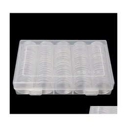 Tillbehör Förpackningsarrangörer förvaringslådor BINS 100 mynthållare CAPSES 27mm Round Box Plastic Collectibles Organizer M19 21 Dropship 211102 Drop Delivery Hom