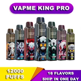 O MAIS NOVO 100% ORIGINAL VAPME KING PRO 12000 Puffs Vape Descartável 10 SABORES EM ESTOQUE BOBINA DE MALHA 20ml 850mAh Bateria TIPO C recarregável 0% 2% 3% 5% VS Tornado 9000 10000