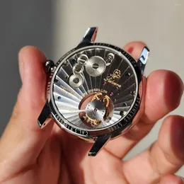 Bilek saatleri Tourbillon Safir Aynası 10mm Ultra Yetenli Sarma Aydınlık Su Geçirmez Lüks Erkekler İş Mekanik