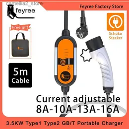 Acessórios para veículos elétricos EV Carregador portátil Type2 Plug/GB/T Plug Conector 16A Monofásico 3.5KW Tipo 1 Wallbox Estação de carregamento para veículo elétrico Q231113