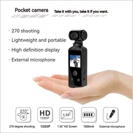4K HD Pocket Action Camera 270 grader Rotertable WiFi Mini Sports Camera med vattentät fodral för hjälmresor cykelförareinspelare