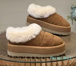 Zapatillas de plataforma, botas de madera dura con forro de piel, botas deslizantes de piel, botines acolchados de piel de oveja, zapatos de diseñador