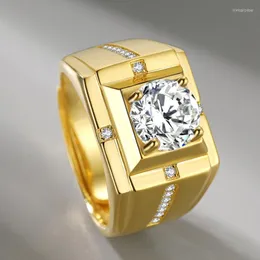 Trauringe Europäische und amerikanische Silberfarbe Gold Moissanite Zirkon Fashion Business Male Domineering Ring Luxury Jewelry