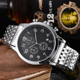 Men Luxury Designer Automático Quartz Gold Watch Mens Auto Versatility Steel Band 6 Hands Watches B20