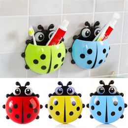 Cartoon Cute Ladybug Toothbrush Holder with Sucker Creative Tooth Toothpaste Storage Rack Organizer Kitchen Bathroom Accessories