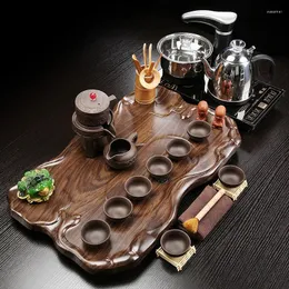 Zestawy herbaciarni chiński zestaw herbaty gaiwan drewniany taca Prezent Kompletny czajnik i ceremonia kubka napój juego de te