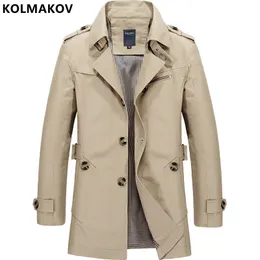 Herrgravrockar Spring och Autumn Classic Fashion Midlength Solid Color Windbreaker Casual Slim High Quality Jacket M5XL 230413