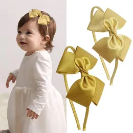 Hair Accessories 1PCS Shiny Gold Bow Headband Glitter Ribbon Bows For Toddlers Band Little Girls Kids