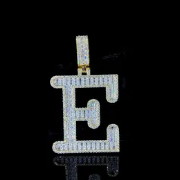 Pendentif lettre «E» personnalisé en argent Sterling 925 avec passes testeur de diamant Vvs Moissanite nom lettre pendentif pour hommes femmes