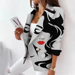 Women's Suits Woman Autumn Jacket Streetwear Vintage Printing Blazers Jackets Office Clothing Lady Clothes