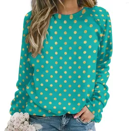 Kvinnors hoodies guld dot lady elegant polka prickar streetwear casual hoodie långärmad kawaii designkläder 2xl 3xl