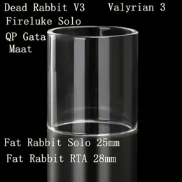 Zamiennik Pyrex Płaska normalna szklana rurka dopasowana do piekielnego Rabbit V3 Voopoo Maat Fireluke Solo QP Gata Uwell Valyrian 3 Fat Rabbit Solo RTA 28mm 28mm