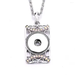 Pendant Necklaces 10Pcs Retro Rhinestone Rectangle Snap Button Necklace For Women Snaps Jewelry