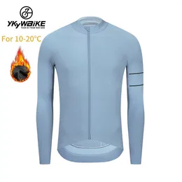 Cykeljackor Ykywbike Cycling Jacket Winter Long Sleeve Jersey Bike Clothes Thermal Fleece Mtb Bicycle Clothing Jersey 10 Colors 230412
