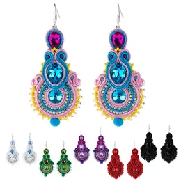 Dangle Chandelier KpacoTa fashion Jewelry Ladies hook dangle earrings Ethnic style colorful Soutache handmade pendant Earring for women gift 230413
