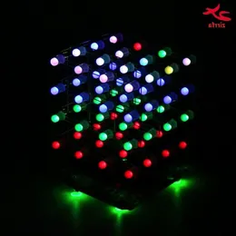 Freeshipping Newest 3D 4X4X4 RGB cubeeds Full Color LED Light display Electronic DIY Kit /Junior 4*4*4 support Audrio high quality Istwp