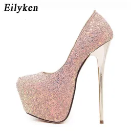Платье обуви Eilyken Plus Size 44 45 Sexy Platform Ultra High Heels Женщины Designer Bling Seeceins Стриптизерши для ботинки 230413