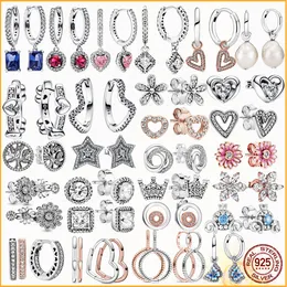 925 Sterling Silver Pandora örhängen och lysande hjärtan och fjärilsörhängen Smycken för kvinnor Modeaccessoarer Presenter för gratis leverans