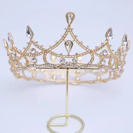 Grampos de cabelo barroco vintage redondo cristal nupcial tiaras coroas para mulheres strass baile pageant diadema véu tiara acessórios de casamento