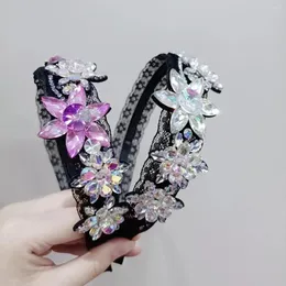 Hair Clips Hoop Hairpin Fashion Wide-brimmed Adult Crystal Flower Sweet Lady Joker Toothed Antiskid Head Band