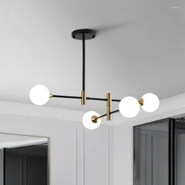 Żyrandole Kobuc Nordic Light Glass Ball Bubbles żyrandol Modern żelazna magiczna fasolka wisząca lampa Restauracja Sytuing sypialnia