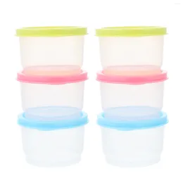 Bottiglie di stoccaggio 6 pezzi Scatola di plastica Contenitori Bento Mini Coppe da sciocchezza Condimento Piatto di salsa portatile Pp Pudding Baby