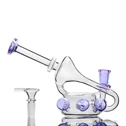 Purple Bongs Thriple Dots Diffusor Datachable Stem Diffuser Dab Rig Thick Smoking Hookah 14.4mm Joint Glass Bong