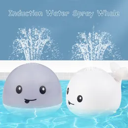 Bath Toys Electric Cartoon Whale Flashing Ball Water Squirting Sprinkler Baby Bath Toy Automatic Squirting Water Toddlers Bath Pool Toys 230412