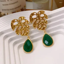 Dangle Earrings 23 Niche Design Tropical Rainforest Ins Summer Leaf Stud Women's Simple Exaggerated Golden Fashion Eardrop