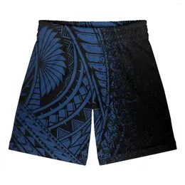 Mäns shorts polynesiska tribal hawaiian totem tatuering hawaii tryck män mesh sportspår sommar basket fitness running andas andas