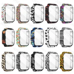 Inne modne akcesoria Glass+Case for Apple Watch 44 mm 40 mm 42 mm 38mm Pełna okładka Hard PC PC Bumper Ochronna ramka dla serii IWatch SE/6/5/4/3/2/1/1 J230413