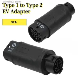 電気自動車アクセサリEV充電器タイプ1 SAE J1772からタイプ2 EVSE充電コンバータコネクタアダプター32A IEC 62196電気自動車アクセサリーQ231113