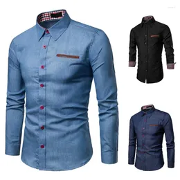 Mäns casual skjortor knapp upp bomull denim skjorta män kläd mode långärmad jeans för camisas vaqueras para hombre camicia