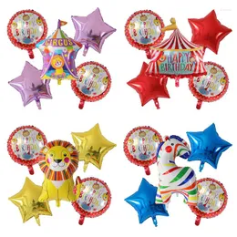 Party Decoration 5pcs Animal Foil Balloons Circus Clown Rainbow Zebra Lion Balloon Birthday Baby Shower Decorations Kids Inflatable Balls