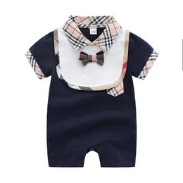 Baby Mädchen Kleidung Set Baby Strampler Baumwolle Revers Kragen Kurzarm Strampler Lätzchen Neugeborene Kleidung Set Für Jungen Kinder Overall