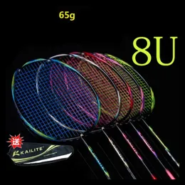 Badminton Rackets Super Light 8U Full Carbon Fiber Badminton Rackets String Professional Racket Strung Padel Sports For Adult Kids 231102