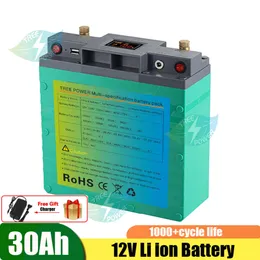 Batteria al litio ricaricabile agli ioni di litio da 12 V 30 Ah a lunga durata portatile per esterni + caricabatterie 5 A