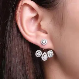 Boucles d'oreilles Hibride luxe géométrique cubique zircone fête mariage pour femmes accessoires Bijoux Femme Ensemble E-920