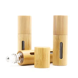 10ML Bamboo Roll On Bottle Open Window Creative Glass Essential Oil Bottles Mini Cosmetic Empty Bottling dh86