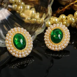 Stud Earrings Elegant Green Resin Pearl Fashionable Extremely Austere For Wedding Jewelry