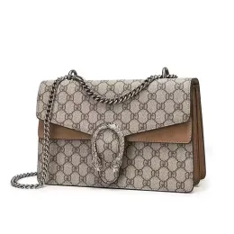 2023 Bolso para mujer Bolsos Bolsos Bolsos de estilo limitado Cadena de cuero genuino Hombro Diagonal Bolsos cruzados 28 cm