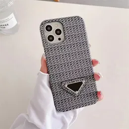 iPhone 14 13 Apple 12 11 XR XS 8 7 6 Plus Luxury Weave Pattern Pu Leather Mobile Back Covers Fundas de lujo para celulares belvet lined grey